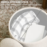 HOMCOM Round Storage Ottoman, Linen Fabric Foot Stool with Removable Top, Padded Seat, Small Foot Rest with Hidden Space