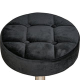 HOMCOM Round Vanity Stool with Height Adjustable Lift, Luxury Style Upholstery and Swivel Seat and Wheels - 13.75"x13.75"x24"