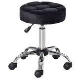 HOMCOM Round Vanity Stool with Height Adjustable Lift, Luxury Style Upholstery and Swivel Seat and Wheels - 13.75"x13.75"x24"