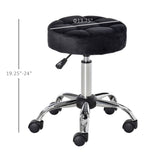 HOMCOM Round Vanity Stool with Height Adjustable Lift, Luxury Style Upholstery and Swivel Seat and Wheels - 13.75"x13.75"x24"