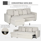 HOMCOM Sectional Sleeper Sofa, Linen Fabric L Shaped Couch with Pull out Bed, Reversible Storage Chaise, 3-seat, Dark Grey
