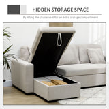 HOMCOM Sectional Sleeper Sofa, Linen Fabric L Shaped Couch with Pull out Bed, Reversible Storage Chaise, 3-seat, Dark Grey
