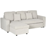HOMCOM Sectional Sleeper Sofa, Linen Fabric L Shaped Couch with Pull out Bed, Reversible Storage Chaise, 3-seat, Dark Grey