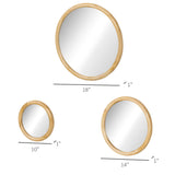 HOMCOM Set of 3 Wood Wall Mirror, Home Modern Round Mirror for Wall in Living Room, Bedroom