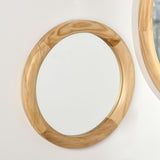HOMCOM Set of 3 Wood Wall Mirror, Home Modern Round Mirror for Wall in Living Room, Bedroom