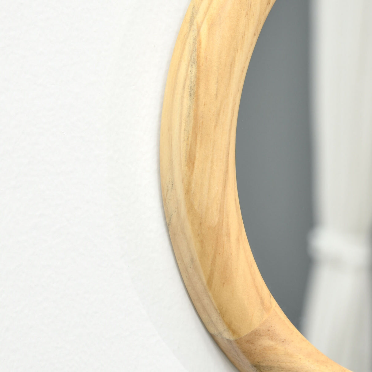 HOMCOM Set of 3 Wood Wall Mirror, Home Modern Round Mirror for Wall in Living Room, Bedroom