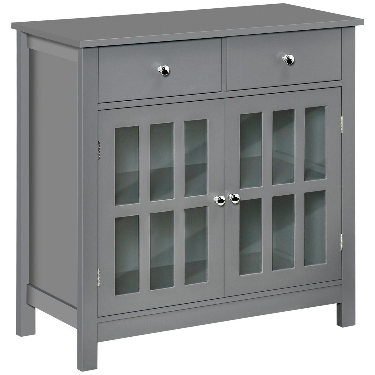 HOMCOM Sideboard Buffet Cabinet, Storage Serving Cabinet with Glass Doors, and Drawers for Kitchen - 31.5"x14"x30"