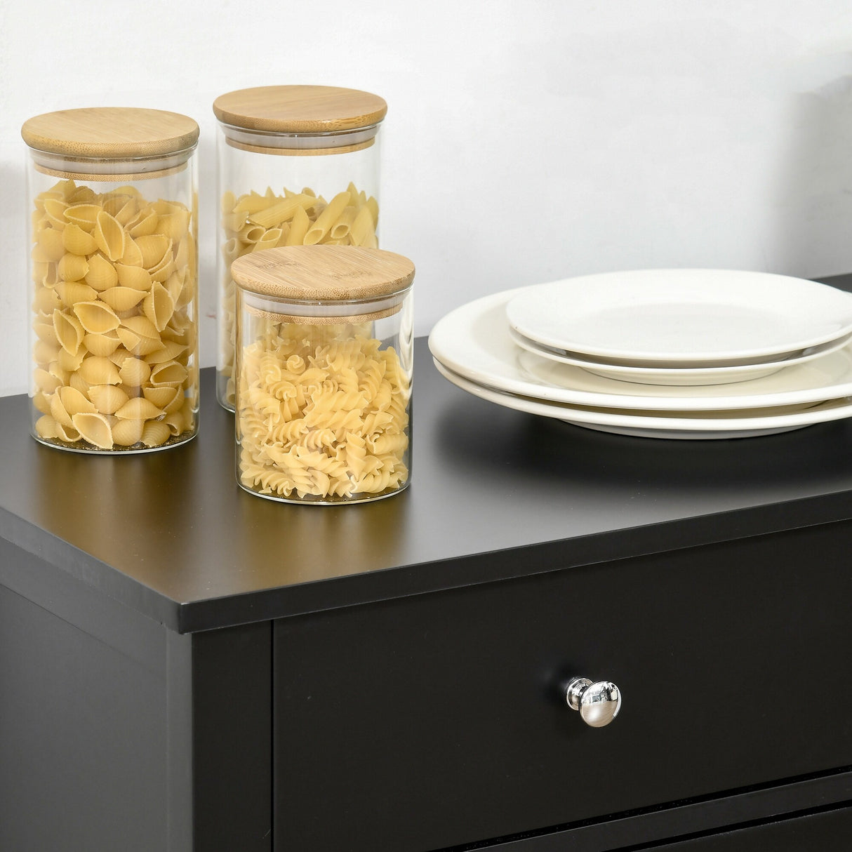 HOMCOM Sideboard Buffet Cabinet, Storage Serving Cabinet with Glass Doors, and Drawers for Kitchen - 31.5"x14"x30"