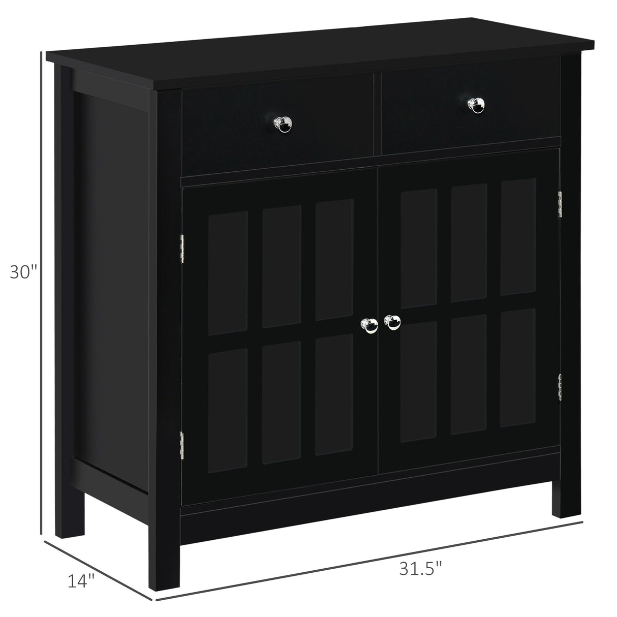 HOMCOM Sideboard Buffet Cabinet, Storage Serving Cabinet with Glass Doors, and Drawers for Kitchen - 31.5"x14"x30"
