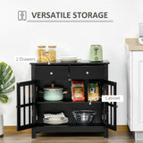 HOMCOM Sideboard Buffet Cabinet, Storage Serving Cabinet with Glass Doors, and Drawers for Kitchen - 31.5"x14"x30"