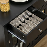 HOMCOM Sideboard Buffet Cabinet, Storage Serving Cabinet with Glass Doors, and Drawers for Kitchen - 31.5"x14"x30"