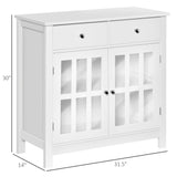 HOMCOM Sideboard Buffet Cabinet, Storage Serving Cabinet with Glass Doors, and Drawers for Kitchen - 31.5"x14"x30"