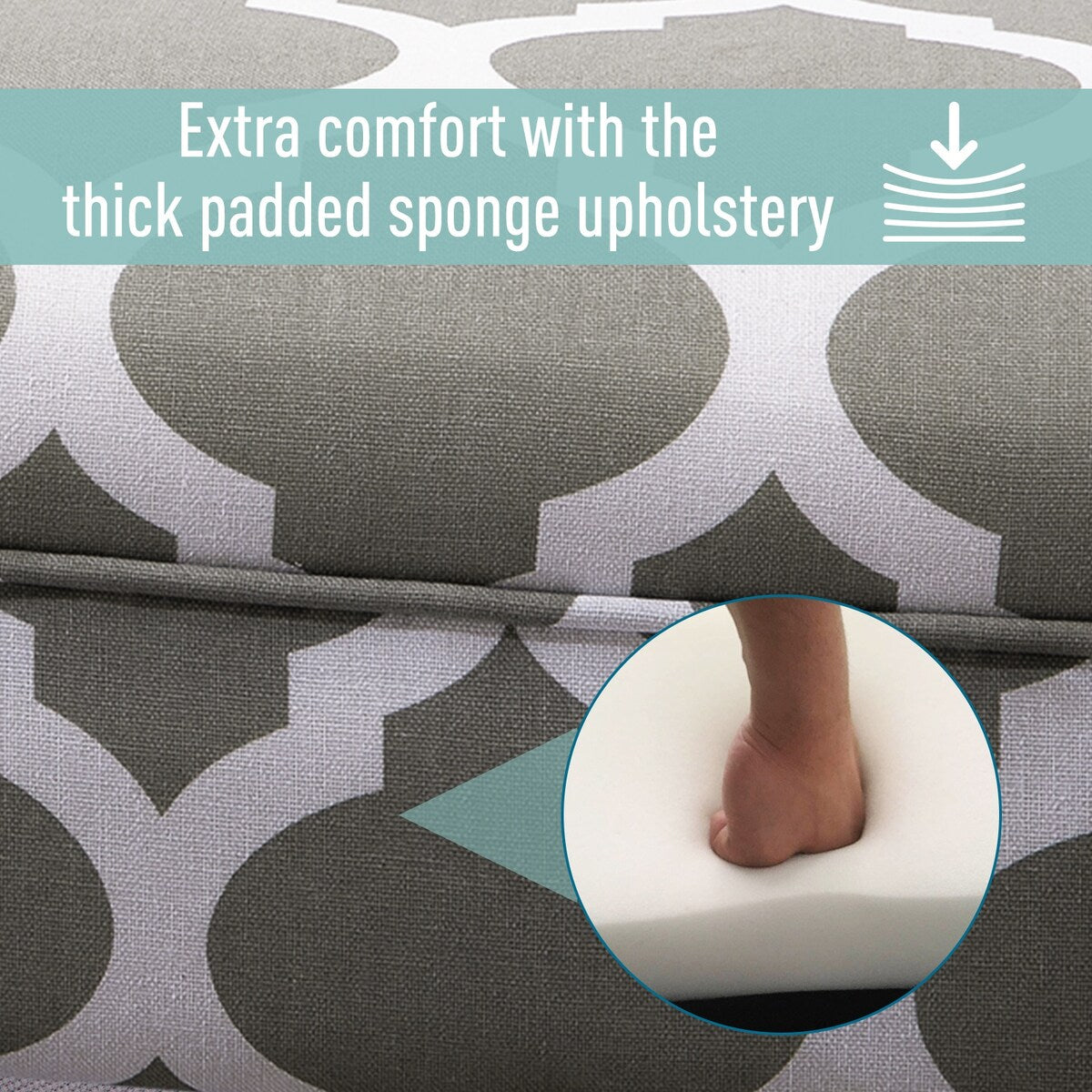 HOMCOM Small Linen Upholstered Ottoman Bench