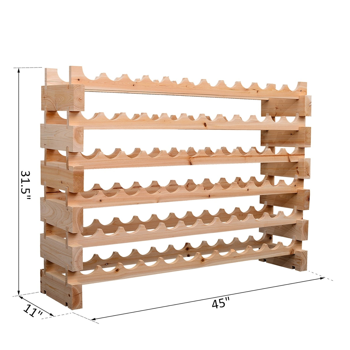HOMCOM Stackable Wine Rack, Modular Storage Shelves, 72-Bottle Holder, Freestanding Display Rack for Kitchen, Natural