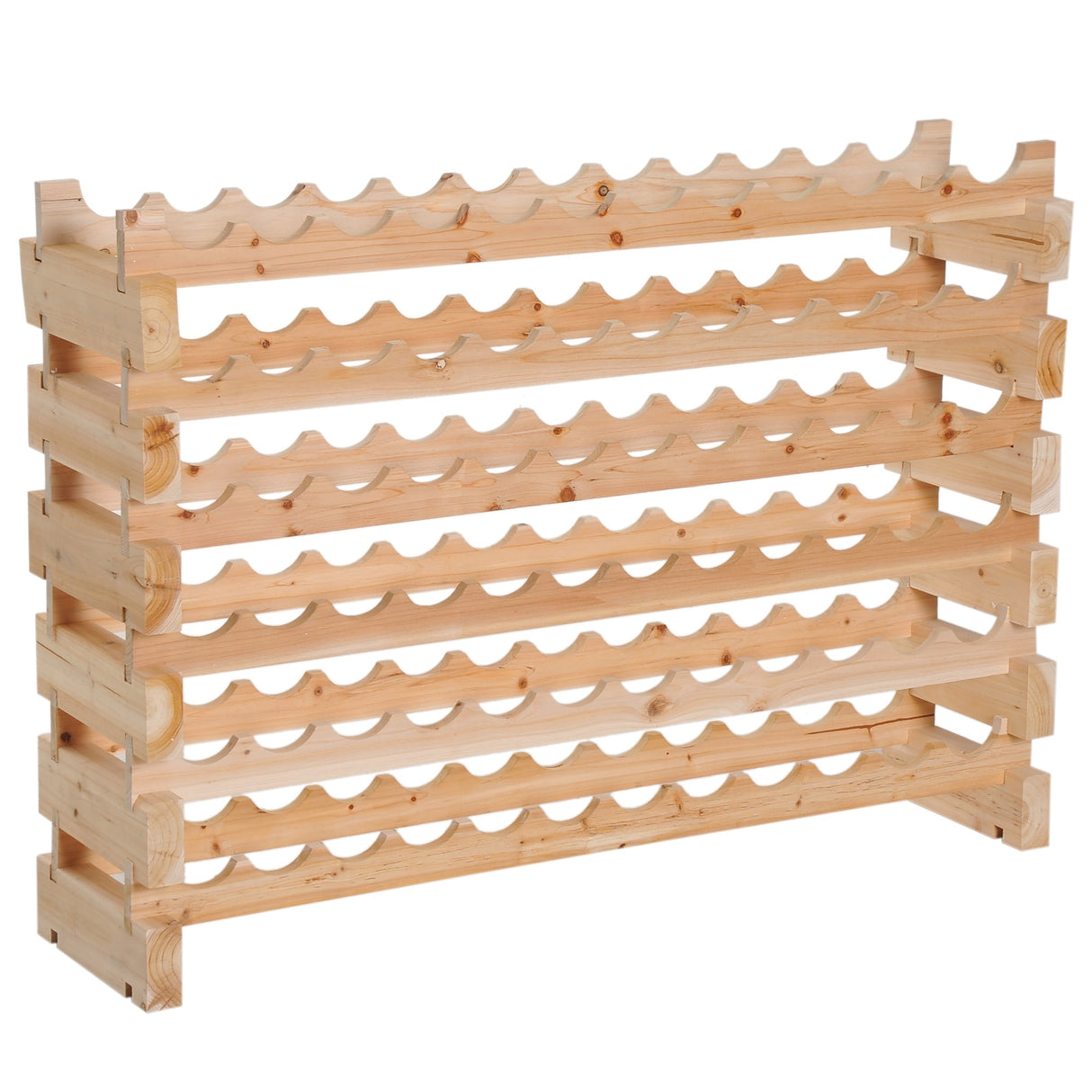 HOMCOM Stackable Wine Rack, Modular Storage Shelves, 72-Bottle Holder, Freestanding Display Rack for Kitchen, Natural