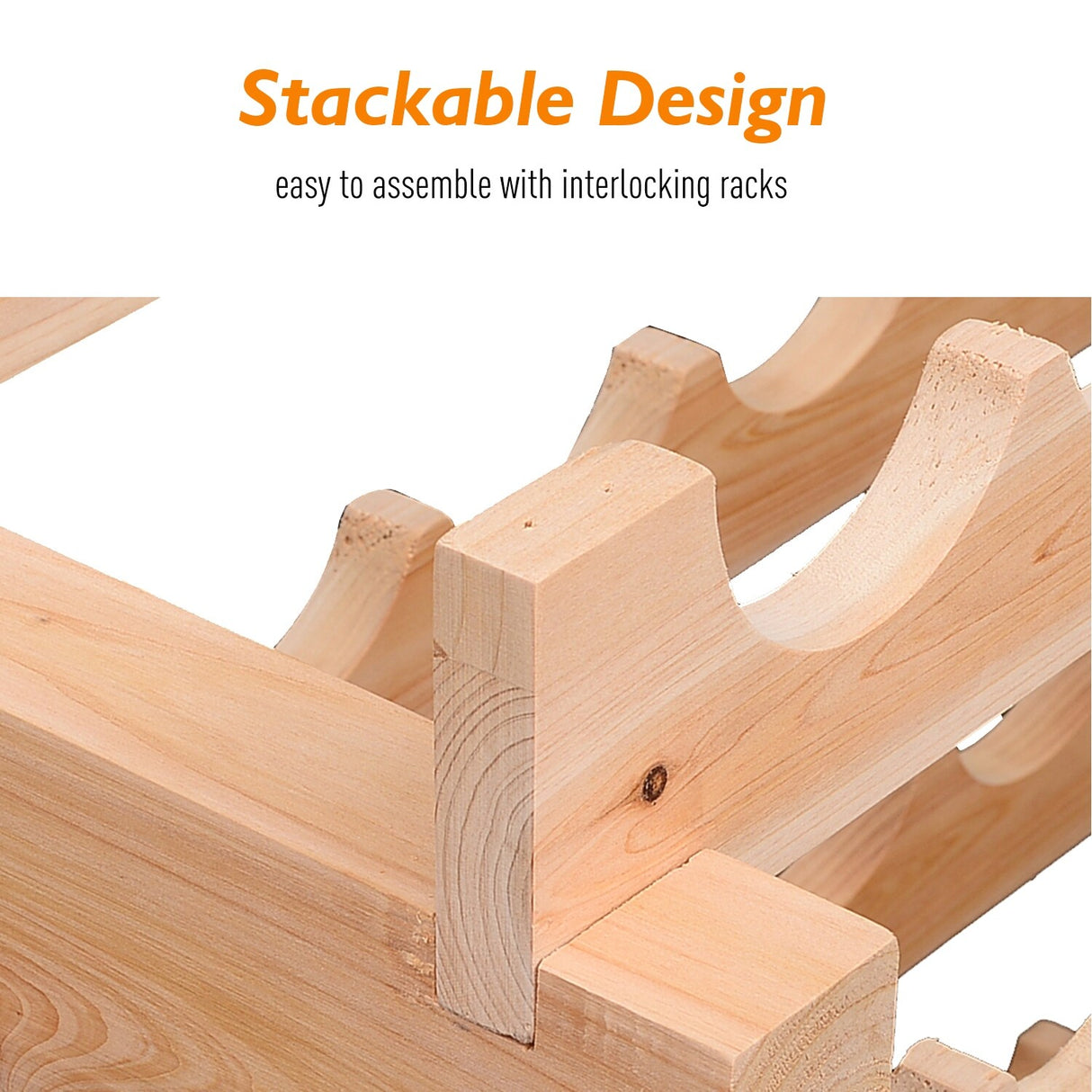 HOMCOM Stackable Wine Rack, Modular Storage Shelves, 72-Bottle Holder, Freestanding Display Rack for Kitchen, Natural