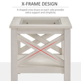 HOMCOM Traditional End Table with Wood Frame, Tempered Glass Tabletop and Underneath Storage Shelf, White Oak