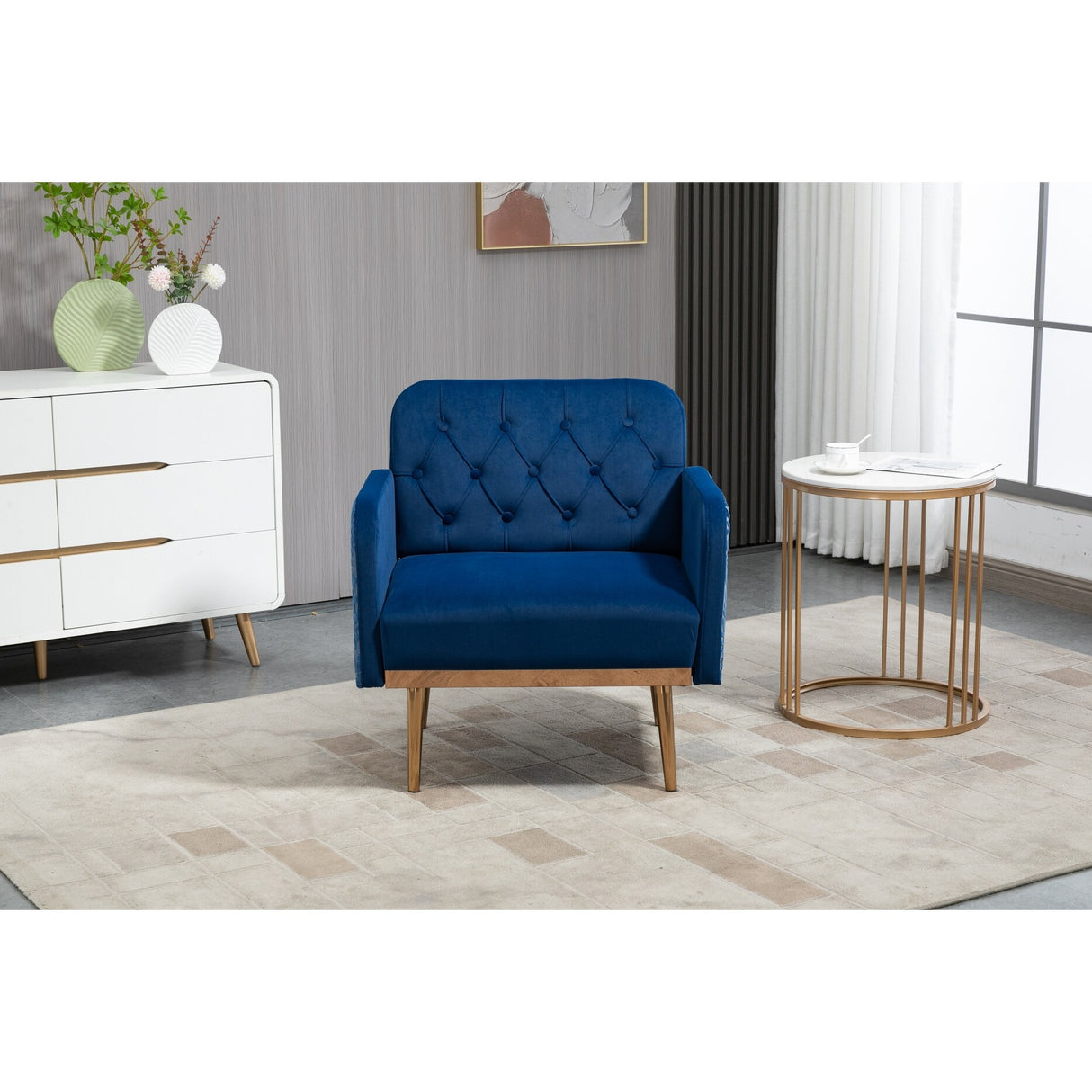 HOMEFUN Accent Chair ,leisure single chair with Golden feet