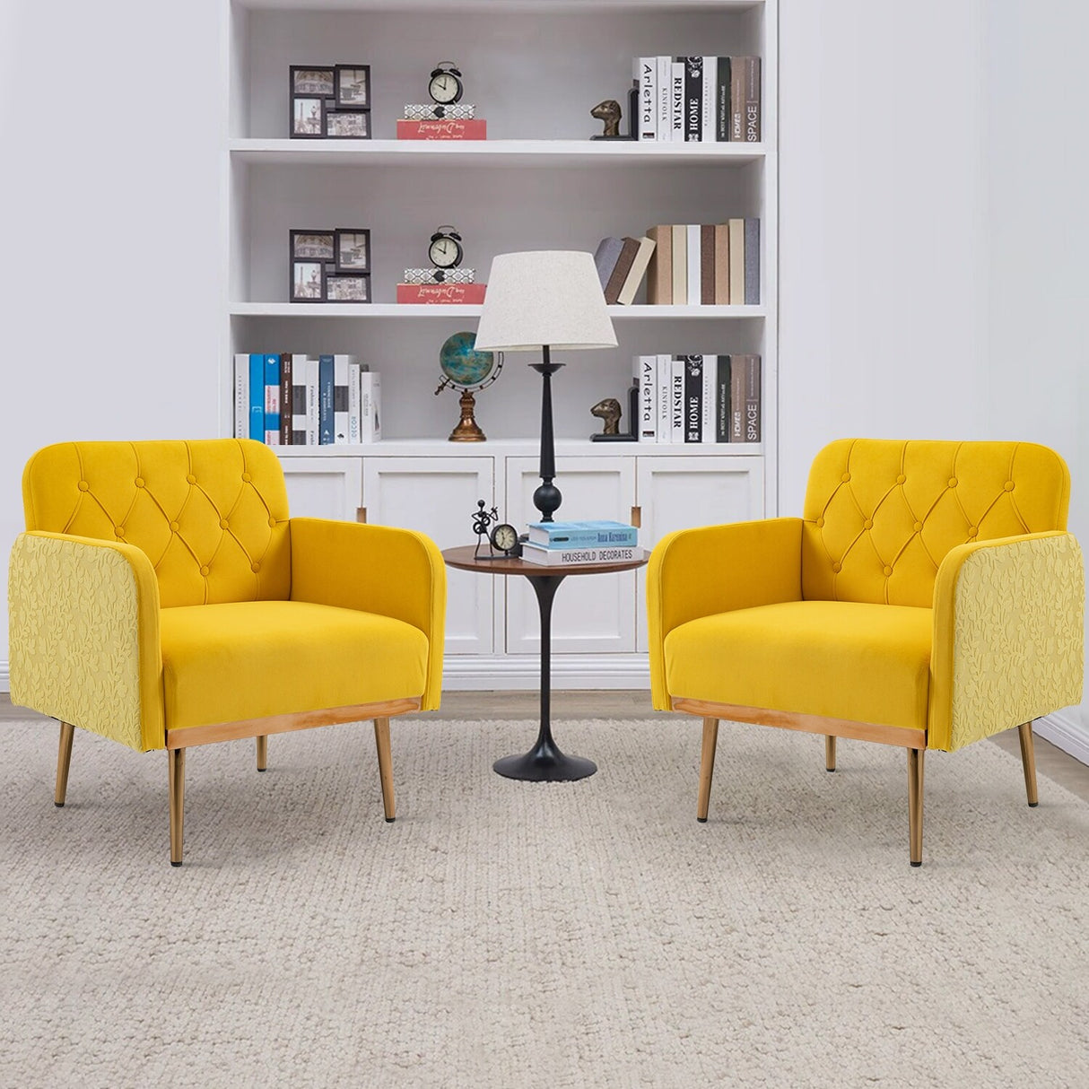 HOMEFUN Accent Chair ,leisure single chair with Golden feet