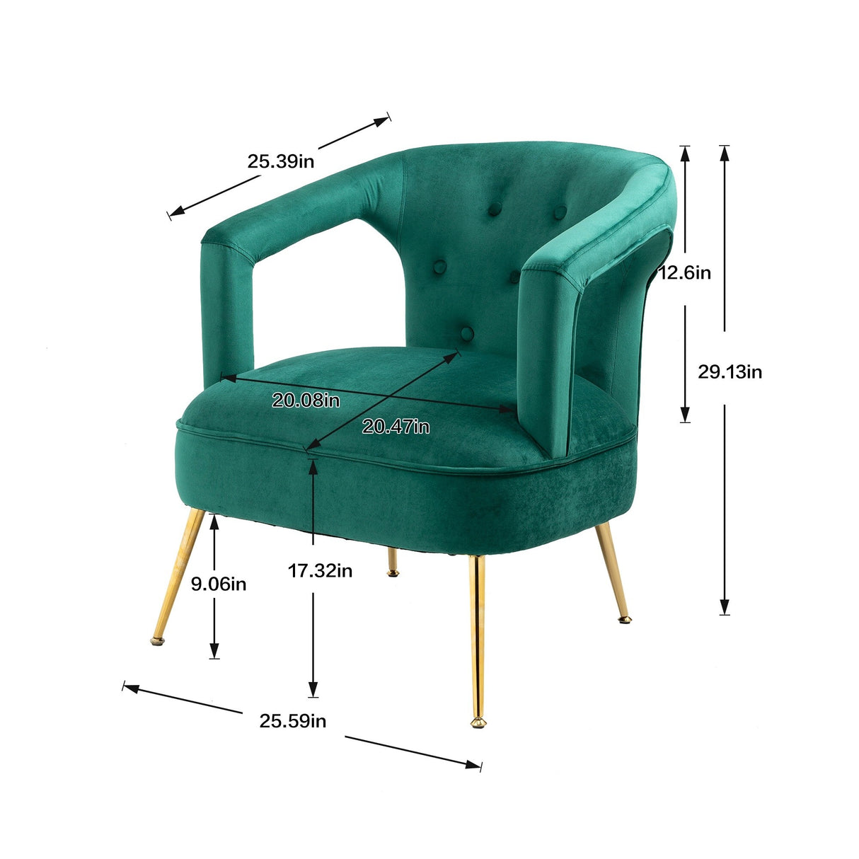 HOMEFUN Accent Chair ,leisure single chair with Golden feet