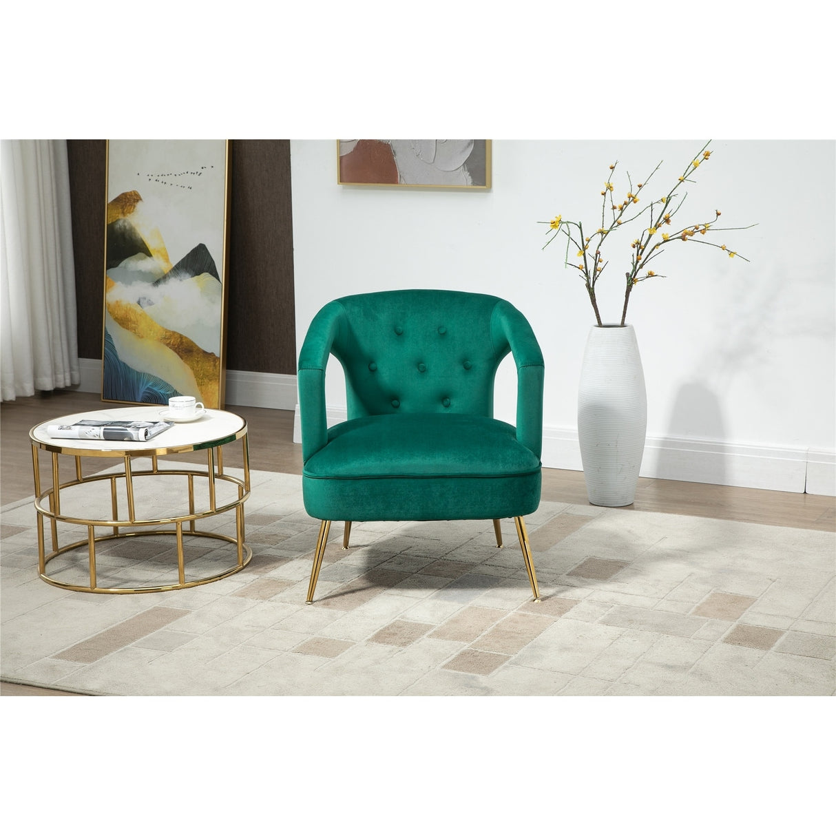 HOMEFUN Accent Chair ,leisure single chair with Golden feet