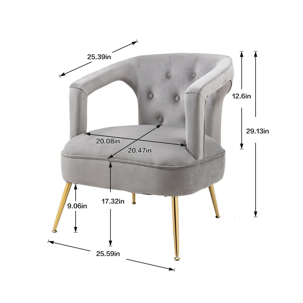 HOMEFUN Accent Chair ,leisure single chair with Golden feet