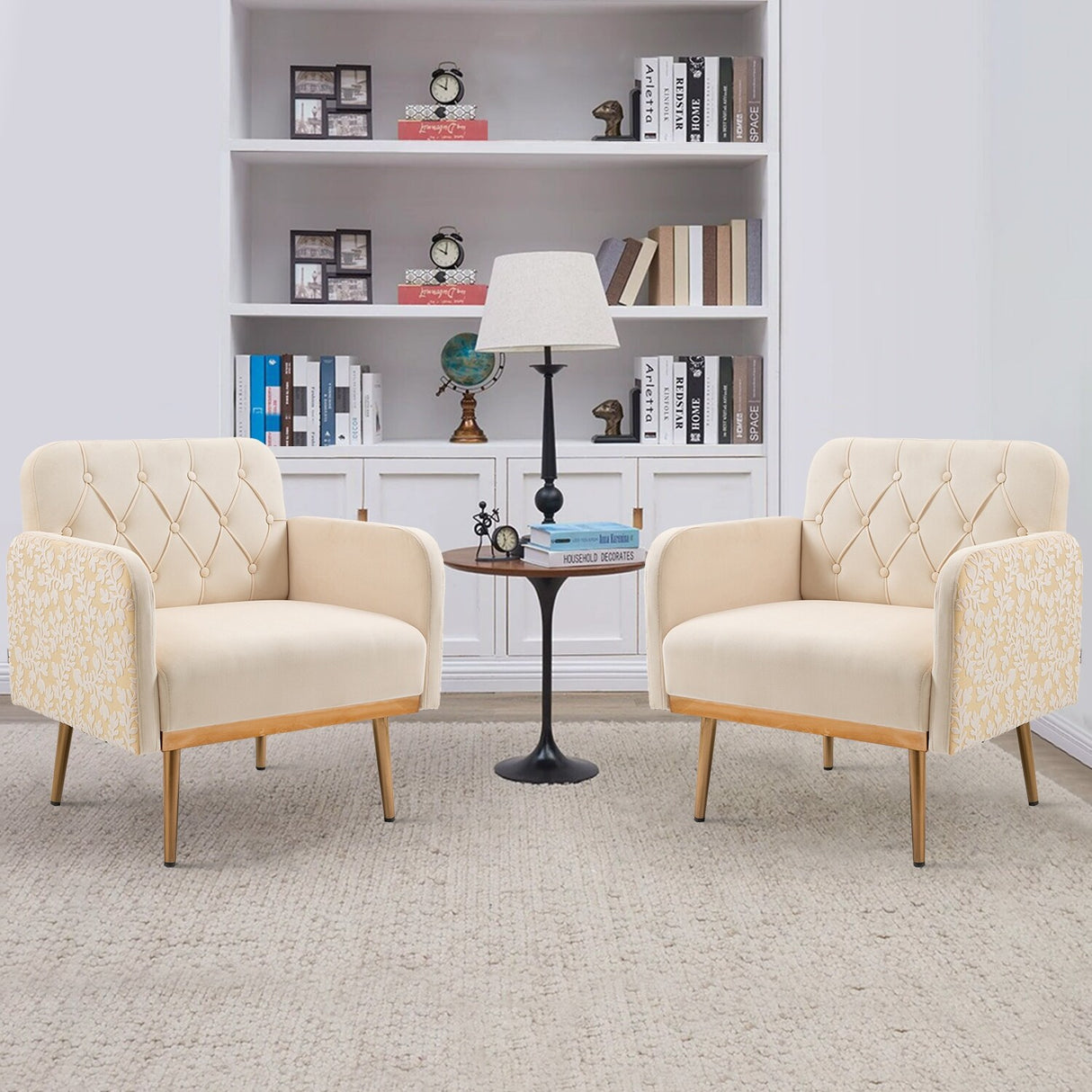 HOMEFUN Accent Chair ,leisure single chair with Golden feet