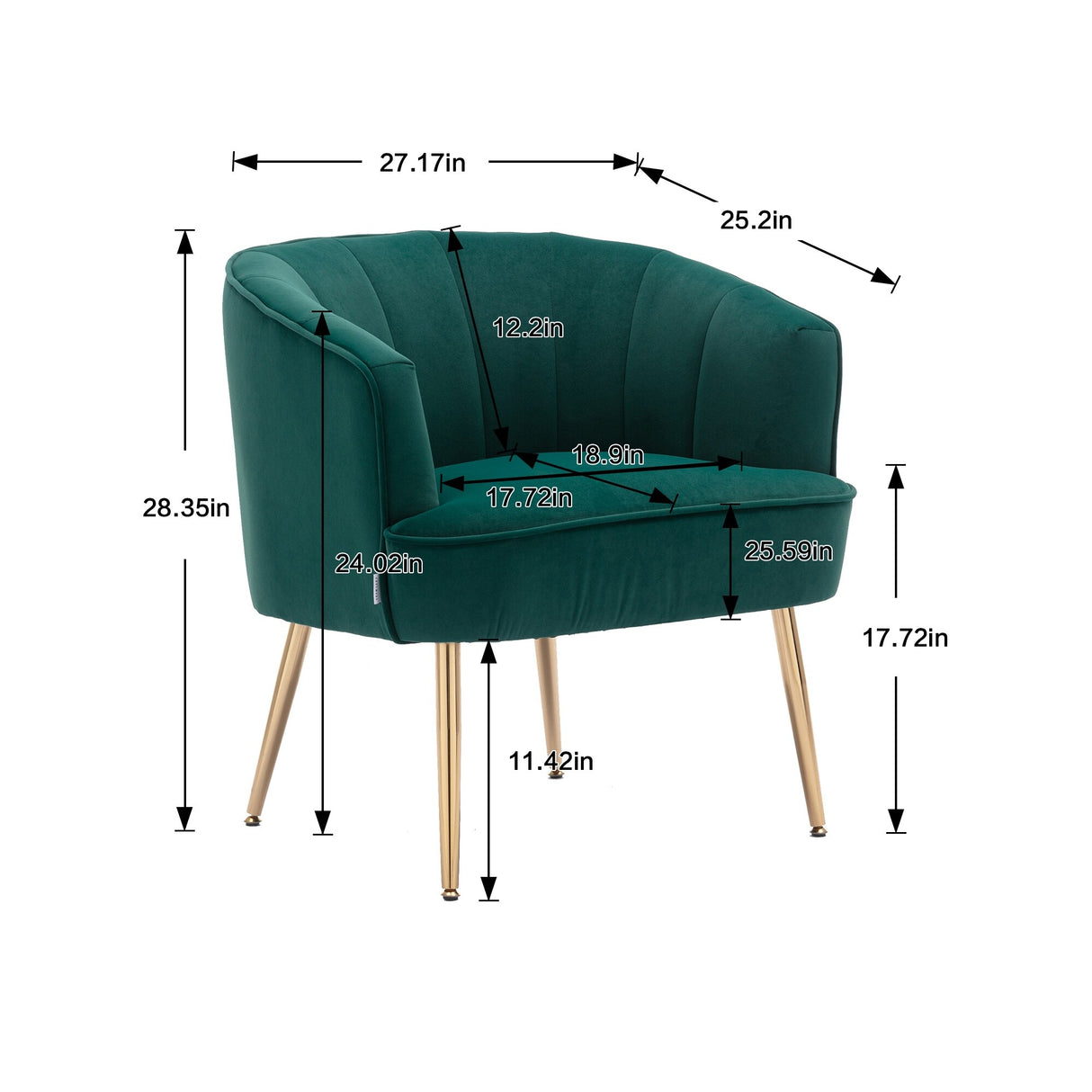 HOMEFUN Accent Chair ,leisure single chair with Golden feet