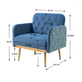 HOMEFUN Accent Chair ,leisure single chair with Golden feet