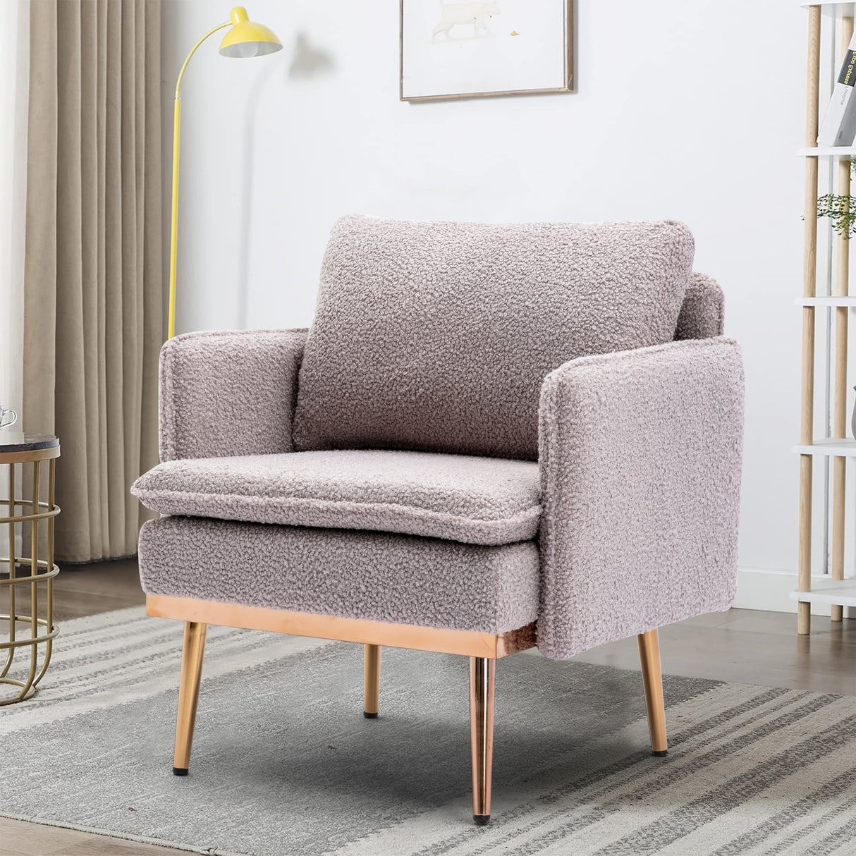 HOMEFUN Accent Chair ,leisure single chair with Golden feet