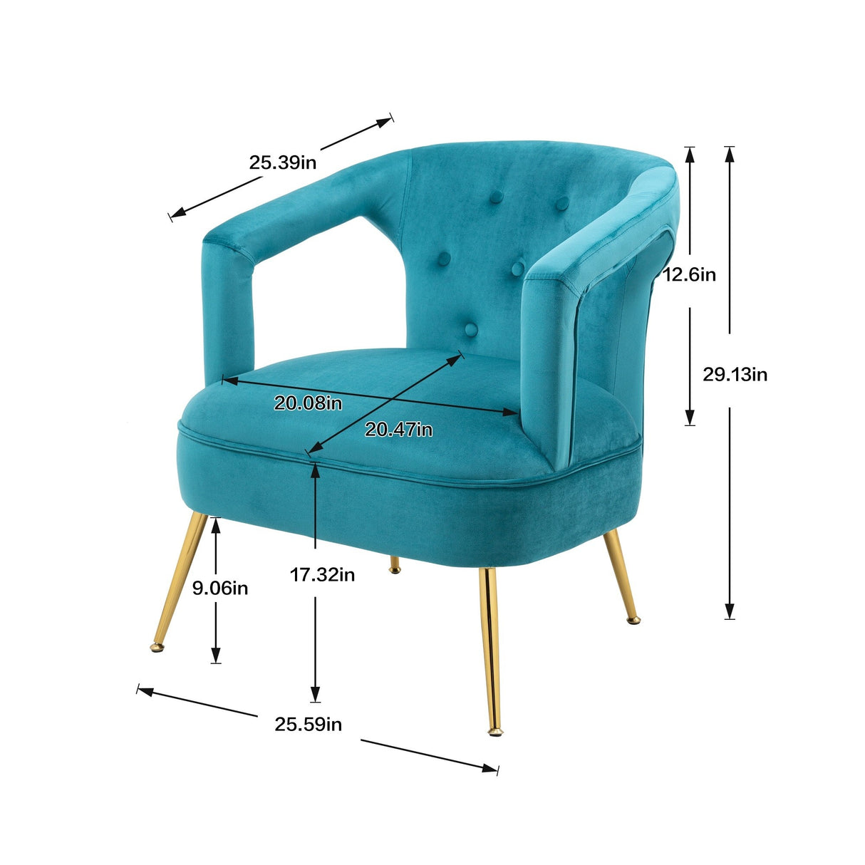 HOMEFUN Accent Chair ,leisure single chair with Golden feet