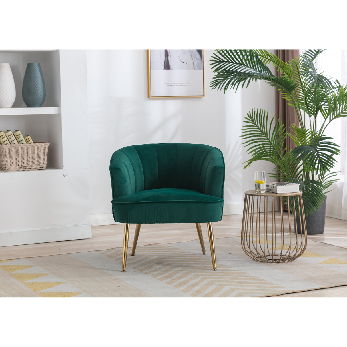 HOMEFUN Accent Chair ,leisure single chair with Golden feet