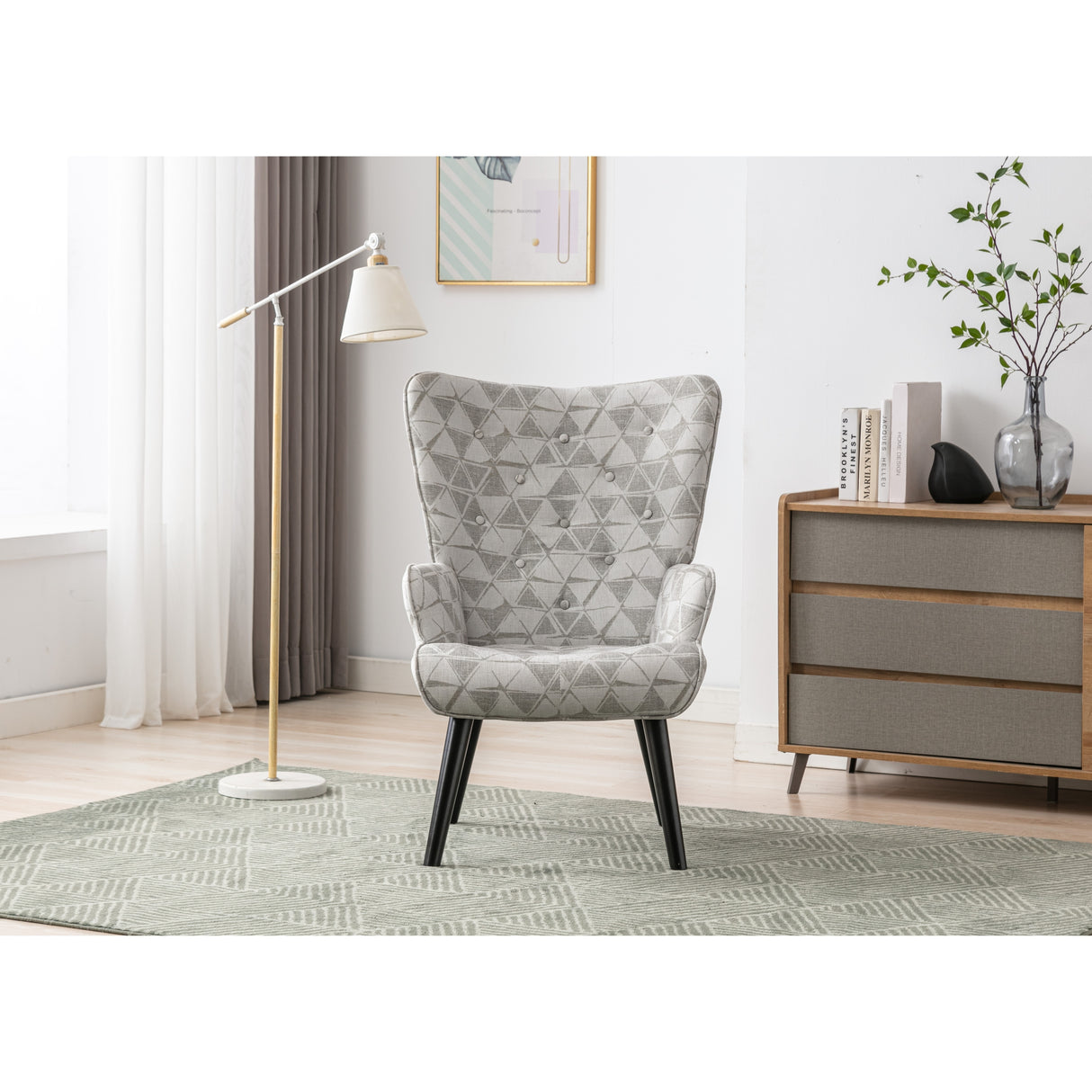 HOMEFUN Accent Chair ,leisure single chair with Golden feet