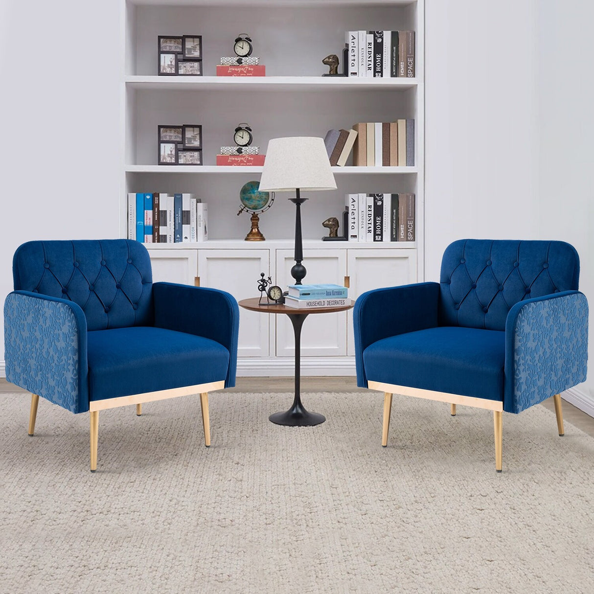 HOMEFUN Accent Chair ,leisure single chair with Golden feet