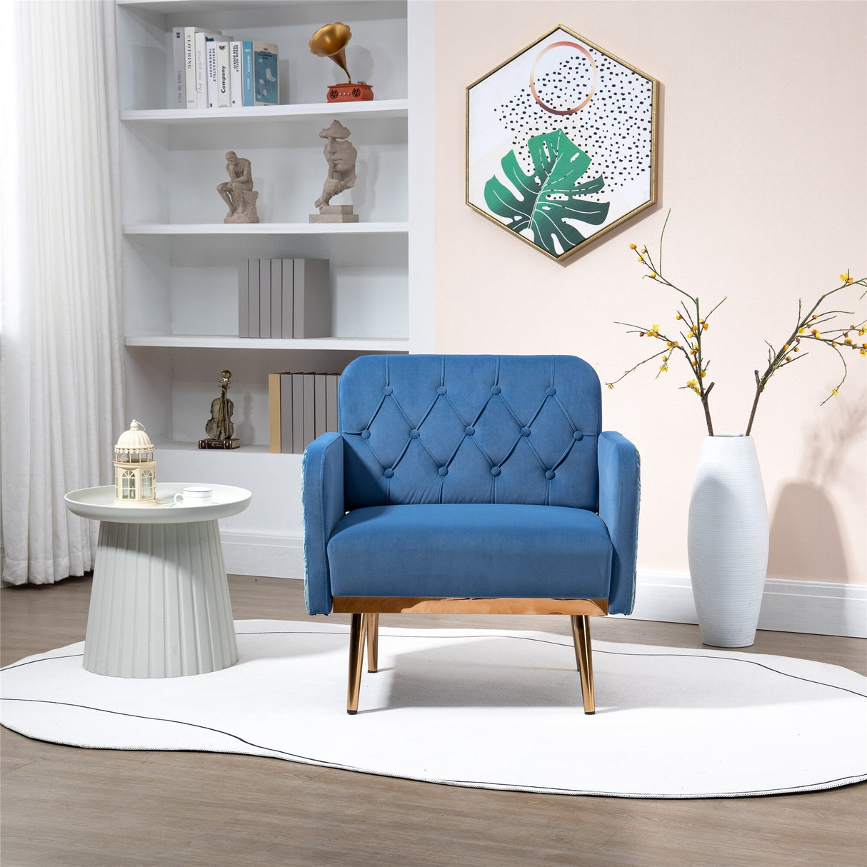 HOMEFUN Accent Chair ,leisure single chair with Golden feet