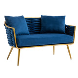 Velvet Accent Chair Modern Upholstered Armsofa Tufted Sofa with Metal Frame, Single Leisure sofa for Living Room