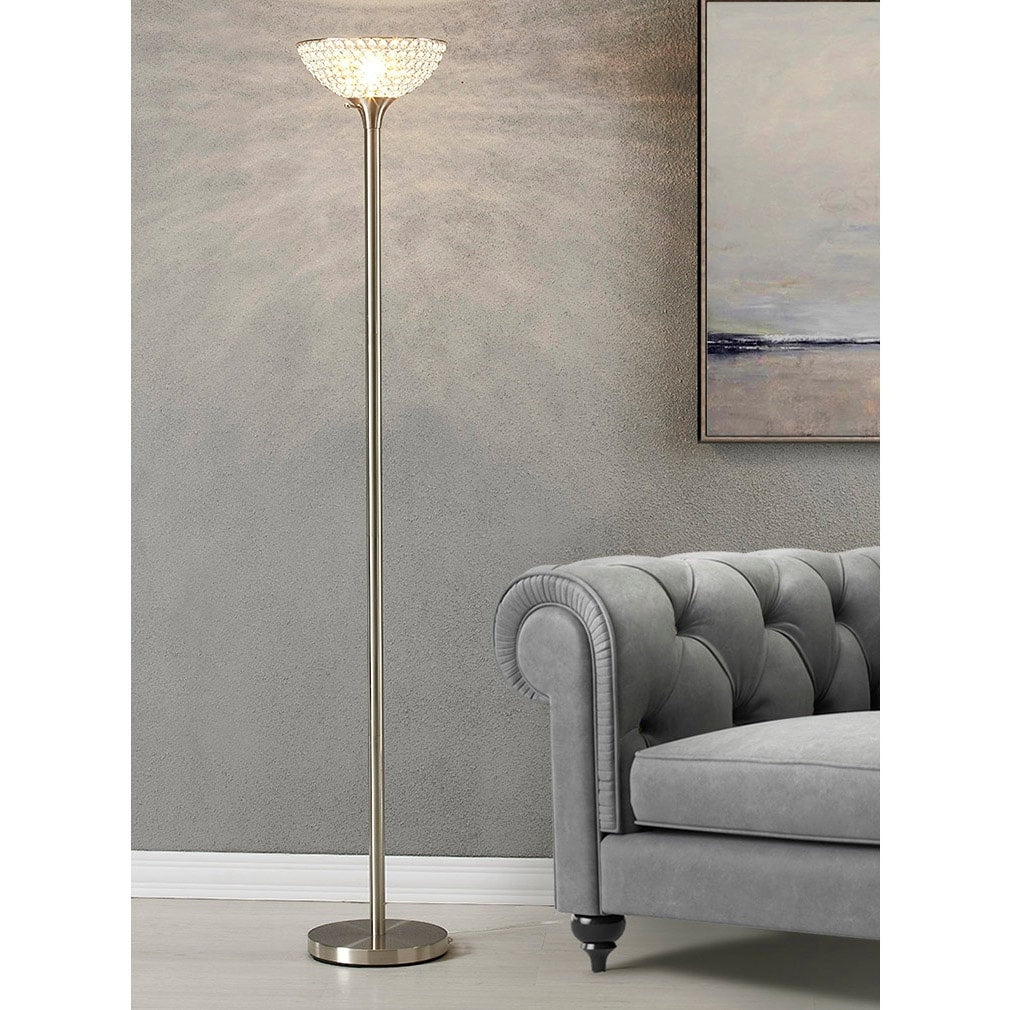 HOMEGLAM Lucie 71-inch Crystal Shade Torchiere Floor Lamp