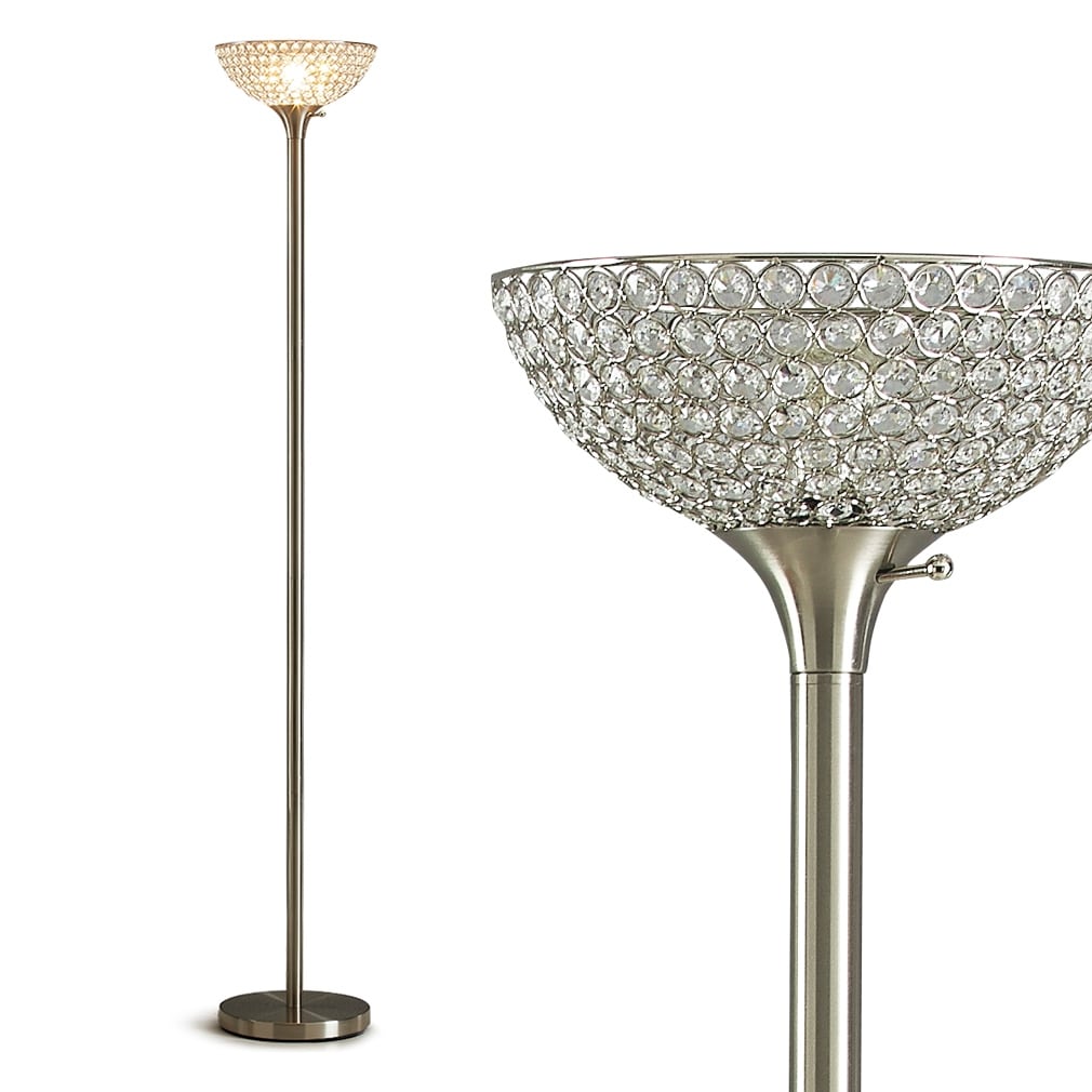 HOMEGLAM Lucie 71-inch Crystal Shade Torchiere Floor Lamp