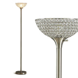 HOMEGLAM Lucie 71-inch Crystal Shade Torchiere Floor Lamp