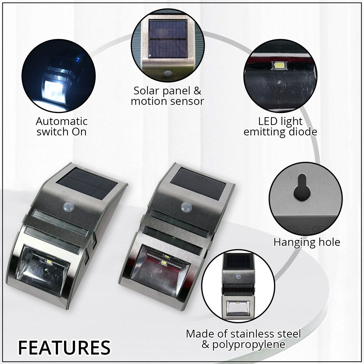 Shop lc HOMESMART Set of 2 Solar Motion Sensor Wall Light Home Outdoor Decorations - 3x1.97x6.69 inches