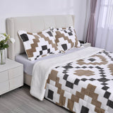 HOMESMART Set of 3 Checkered Printed Sherpa One Comforter and Two