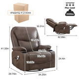 HOMYKA 34.2'' Wide Faux Leather Swivel Rocking Power Recliner Chair With USB Port Set of 2