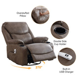 HOMYKA 34.2'' Wide Faux Leather Swivel Rocking Power Recliner Chair With USB Port Set of 2