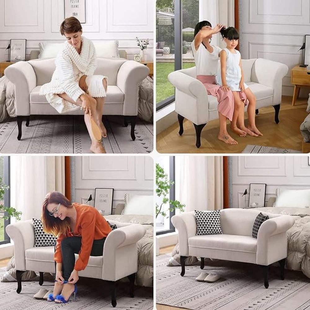 HOMYKA 53" Upholstered Small Loveseat Sofa with Rolled Arms