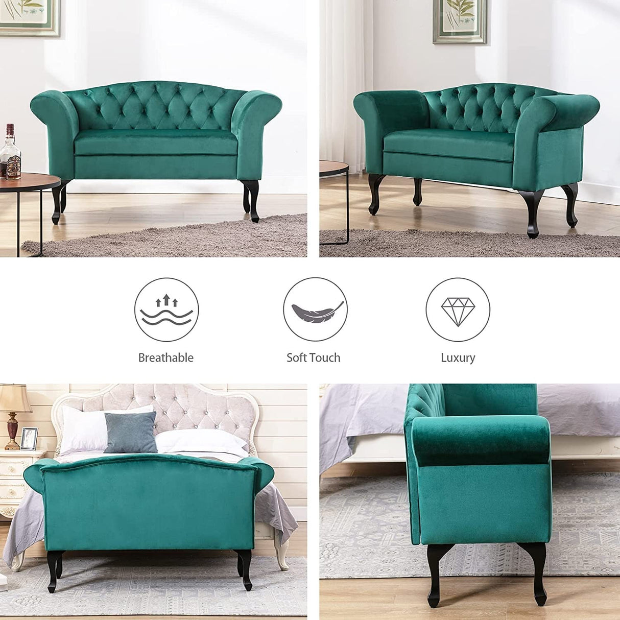 HOMYKA 53" Upholstered Small Loveseat Sofa with Rolled Arms