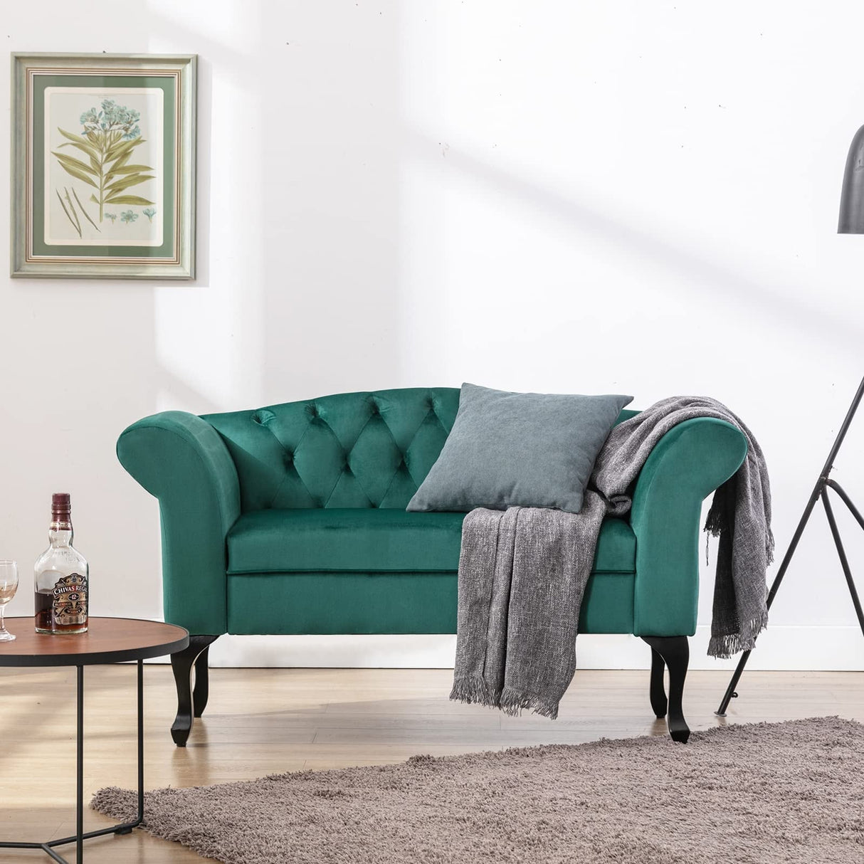 HOMYKA 53" Upholstered Small Loveseat Sofa with Rolled Arms
