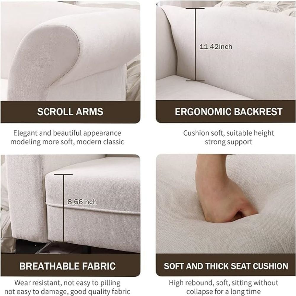 HOMYKA 53" Upholstered Small Loveseat Sofa with Rolled Arms