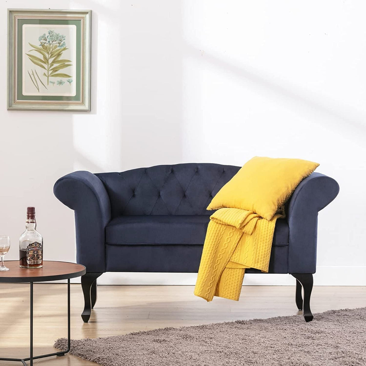 HOMYKA 53" Upholstered Small Loveseat Sofa with Rolled Arms