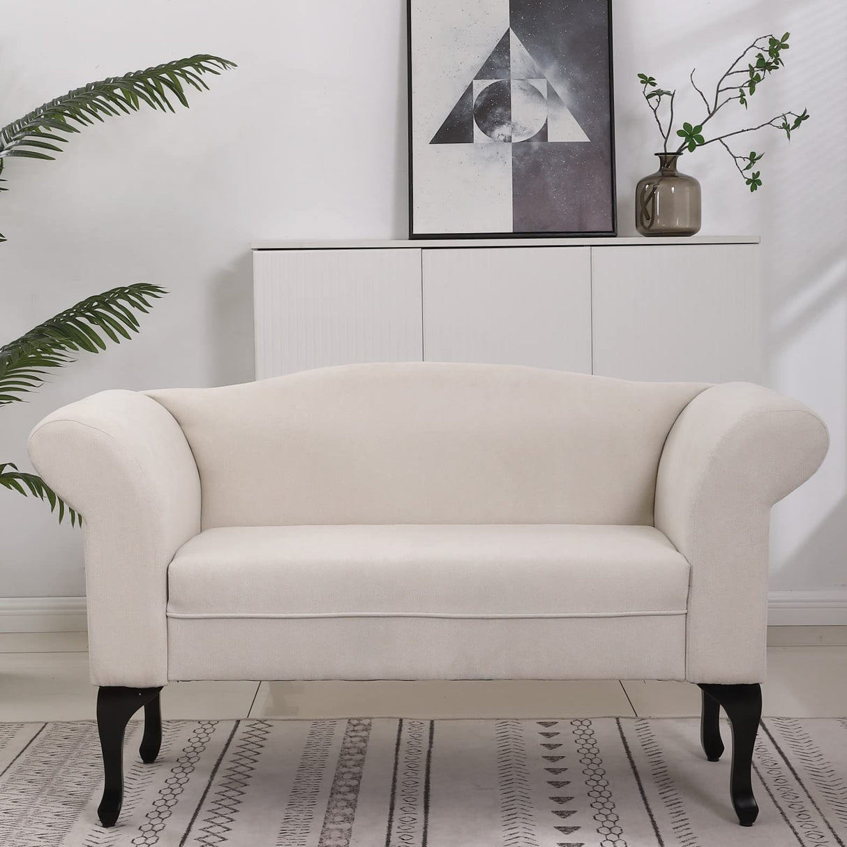 HOMYKA 53" Upholstered Small Loveseat Sofa with Rolled Arms