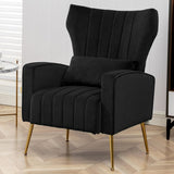 HOMYKA Accent Chair Upholstered Velvet Wingback Armchair with Pillows
